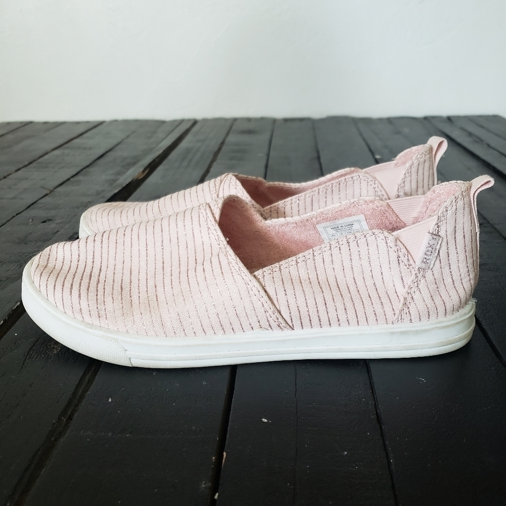 Roxy Girls Pink Glitter Slip On Flats Leonie 4 Shoes Comfy